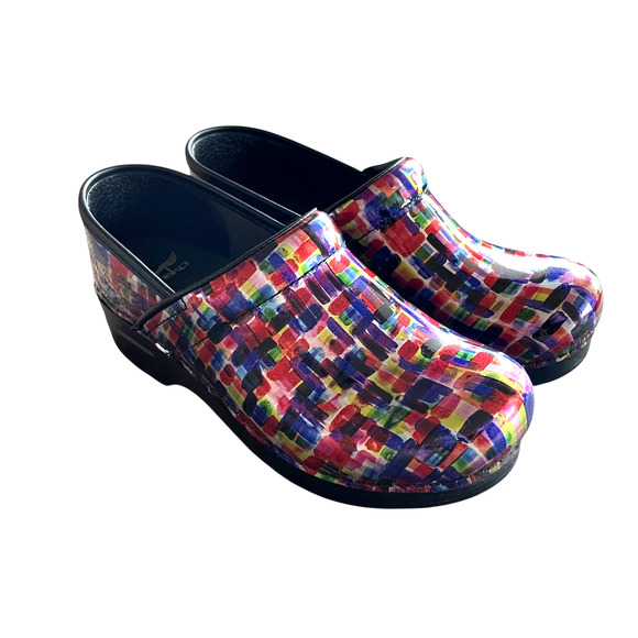 DANSKO Size EU 39/8.5-9 Colorblock Leather Slip-On Comfort Professional Clogs - Picture 3 of 9